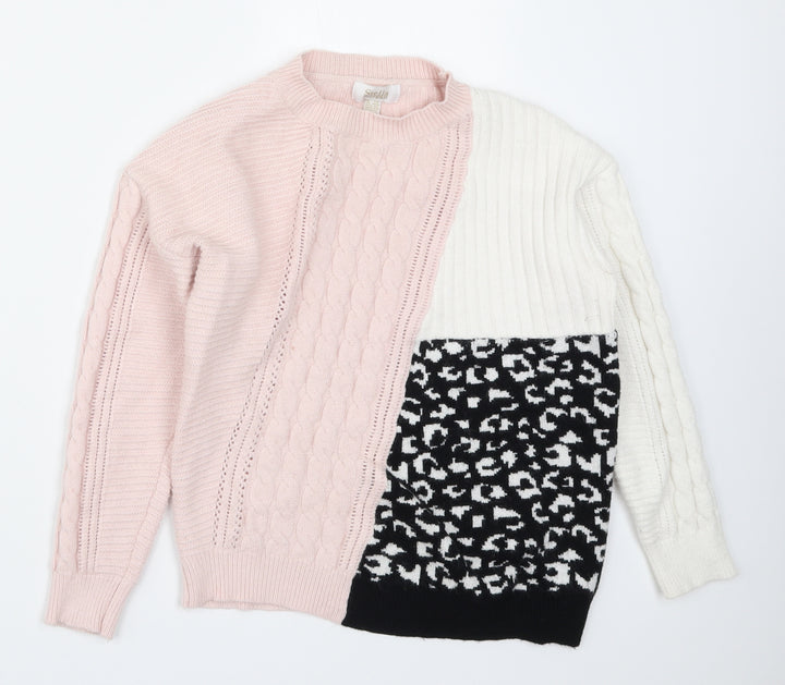 Stella Morgan Womens Pink Animal Print Knit Pullover Jumper Size S