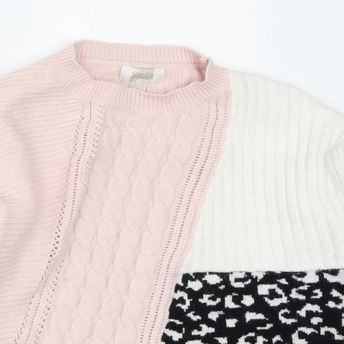 Stella Morgan Womens Pink Animal Print Knit Pullover Jumper Size S