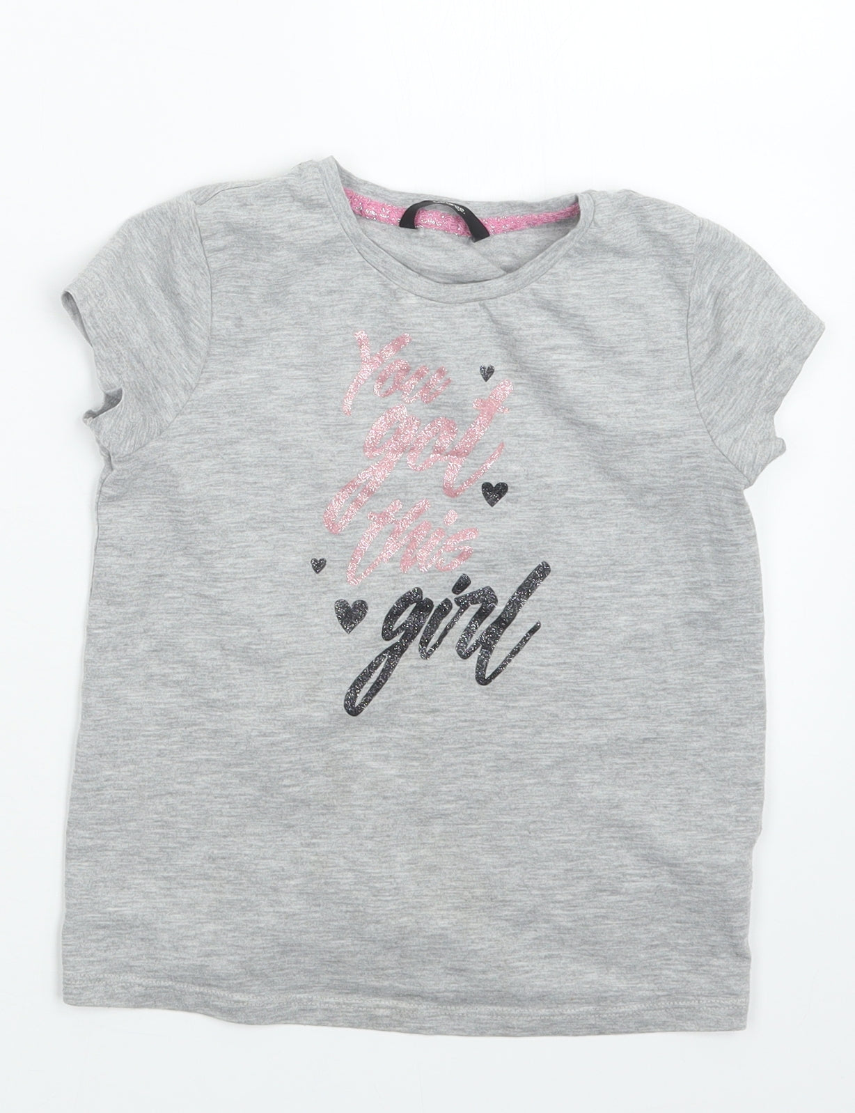 George Girls Grey   Basic T-Shirt Size 7-8 Years