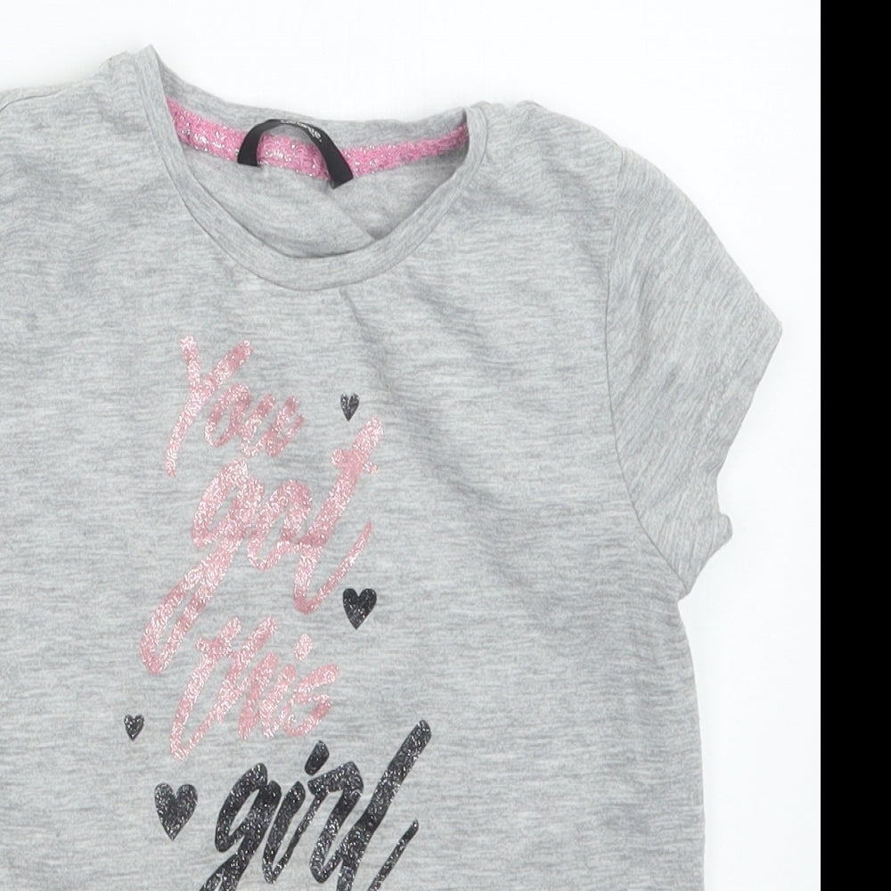 George Girls Grey   Basic T-Shirt Size 7-8 Years