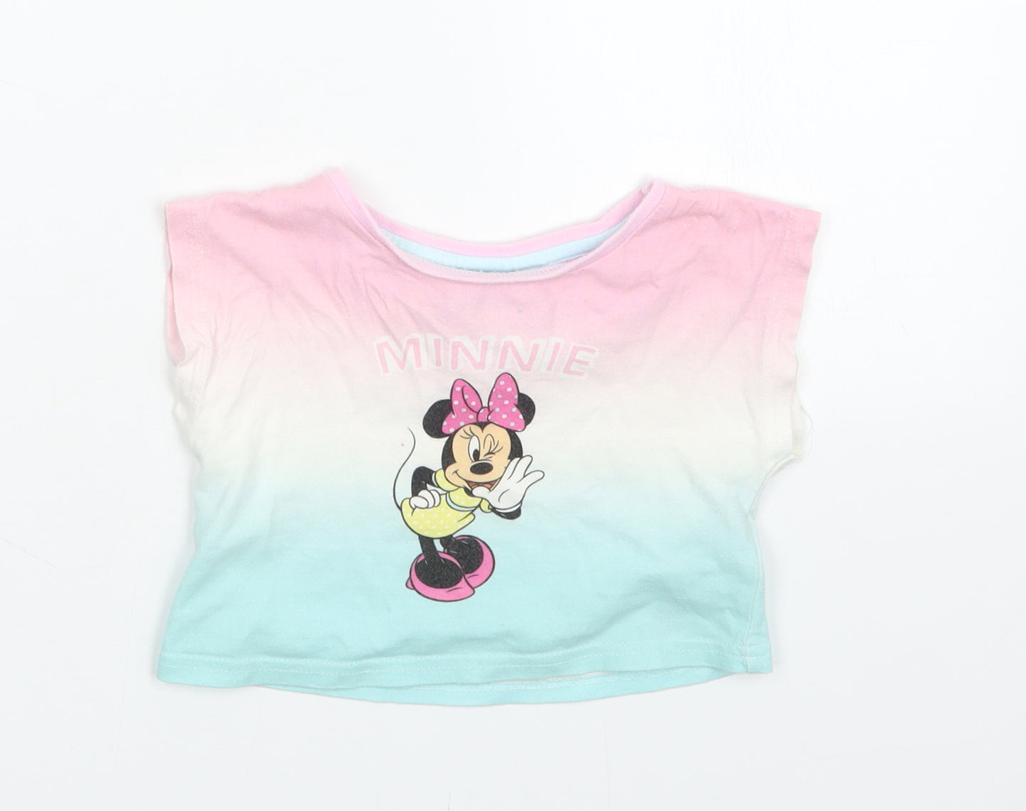Disney Girls Pink Geometric  Basic T-Shirt Size 2-3 Years  - Minnie Mouse