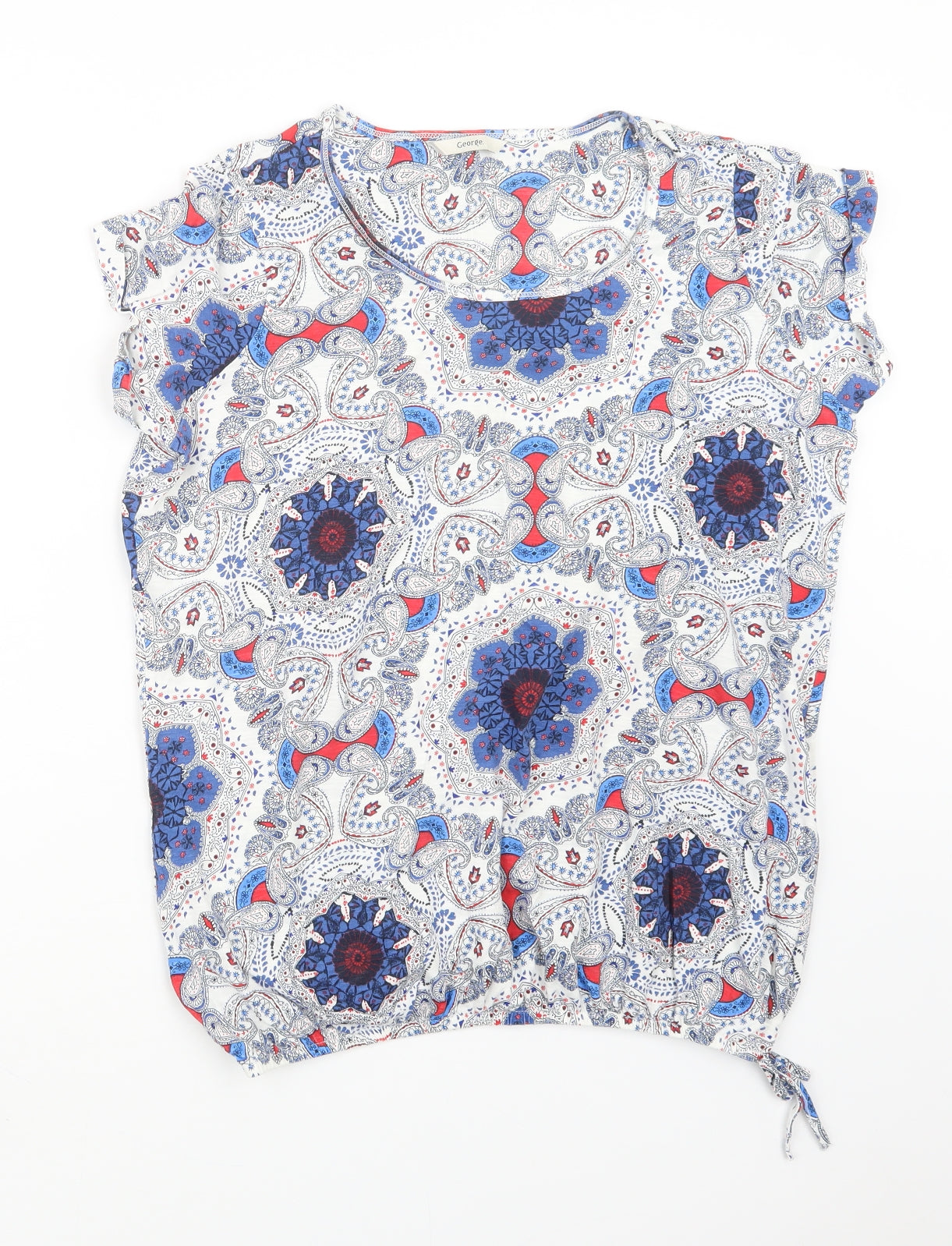 George Womens Blue Geometric  Basic T-Shirt Size 14