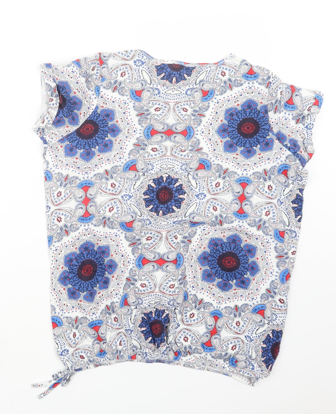 George Womens Blue Geometric  Basic T-Shirt Size 14