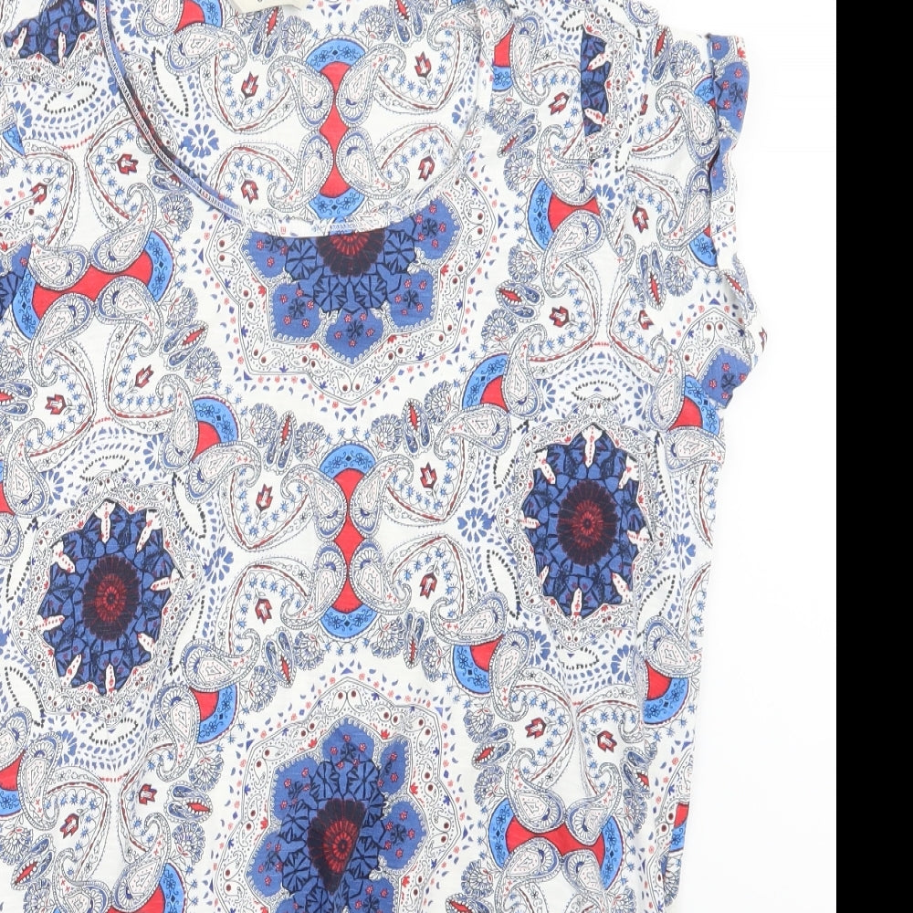 George Womens Blue Geometric  Basic T-Shirt Size 14