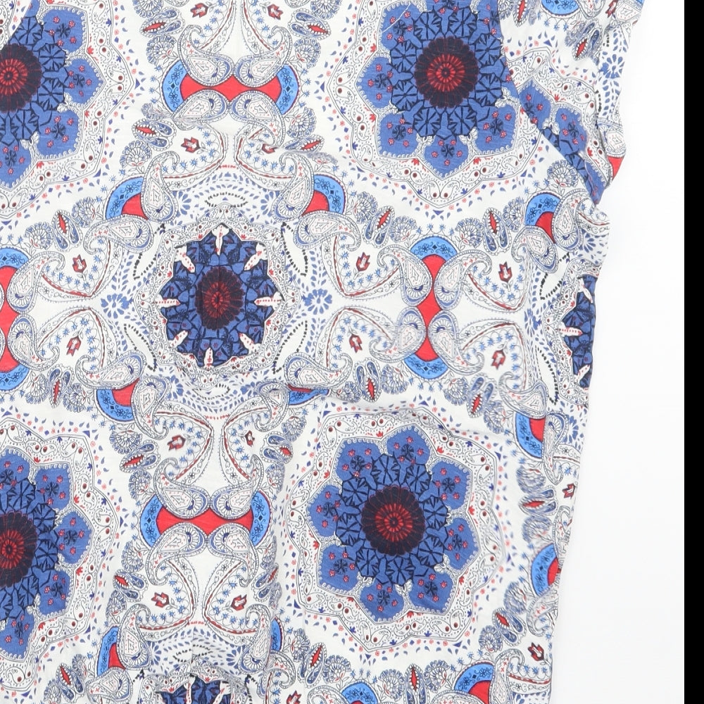 George Womens Blue Geometric  Basic T-Shirt Size 14