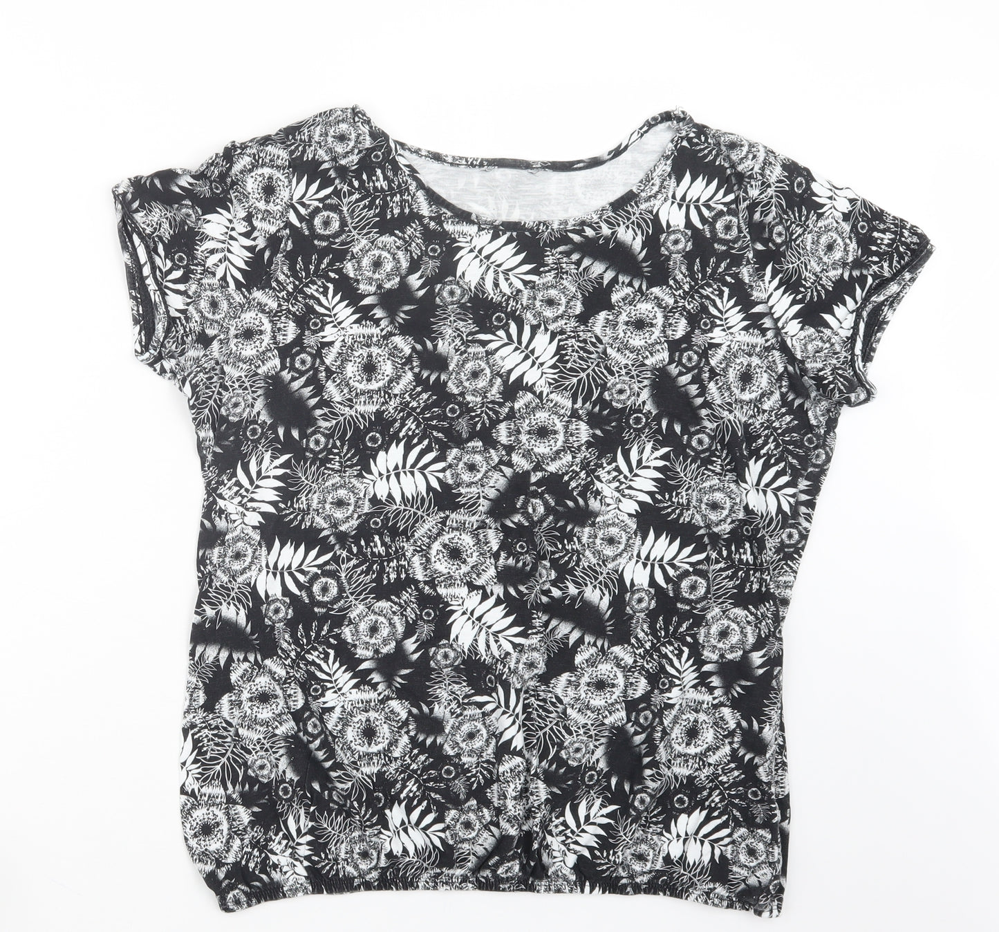 George Womens Black Geometric  Basic T-Shirt Size 18