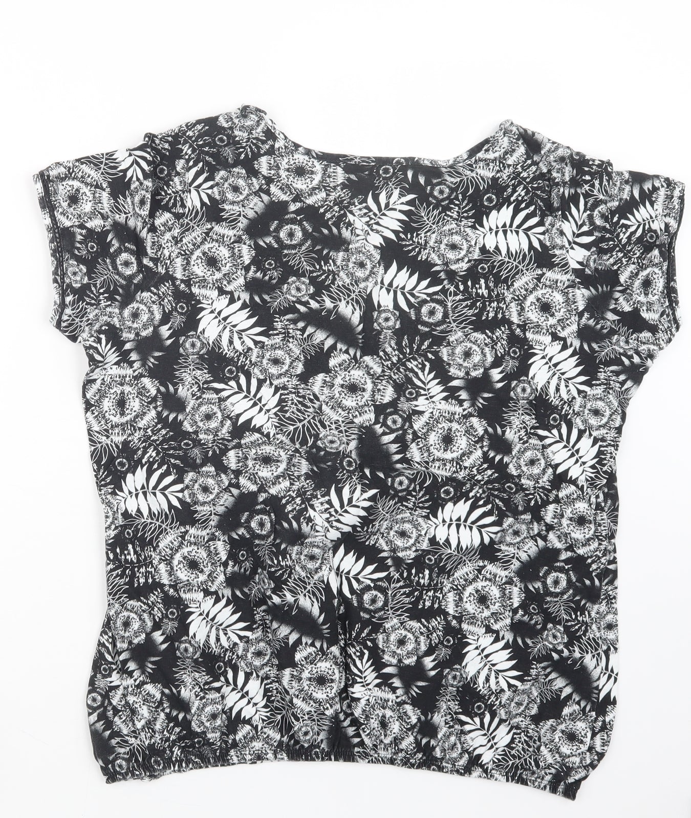 George Womens Black Geometric  Basic T-Shirt Size 18