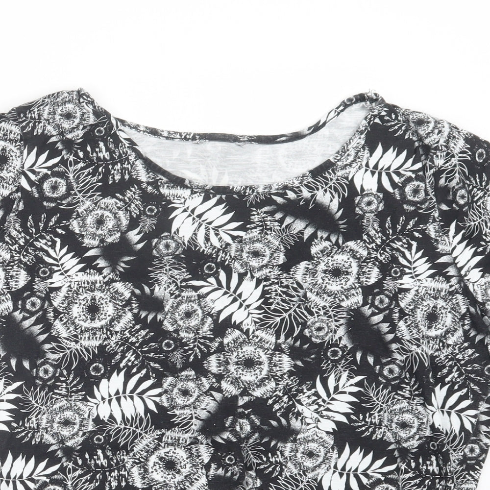 George Womens Black Geometric  Basic T-Shirt Size 18
