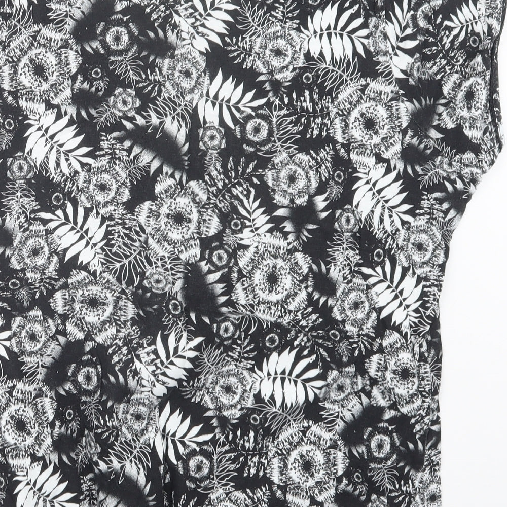 George Womens Black Geometric  Basic T-Shirt Size 18