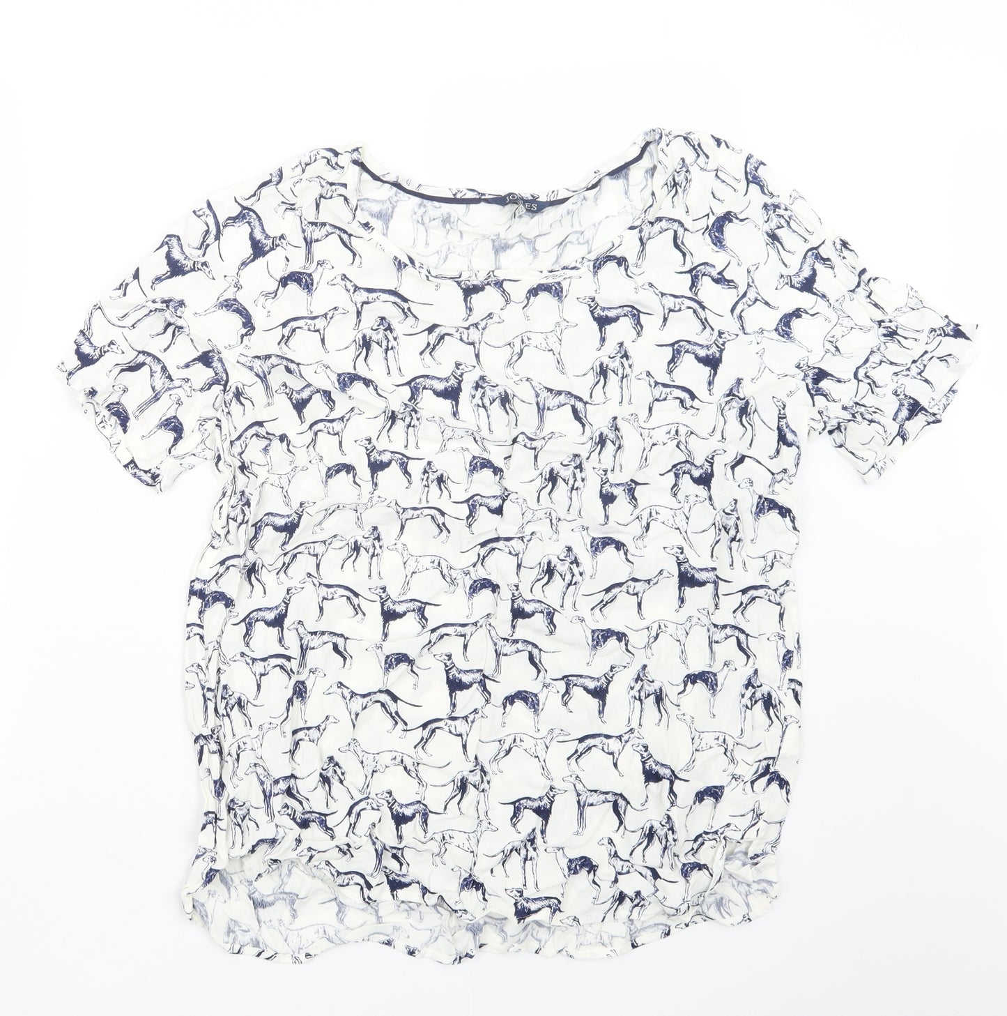 Joules Womens Blue Geometric  Basic T-Shirt Size 16