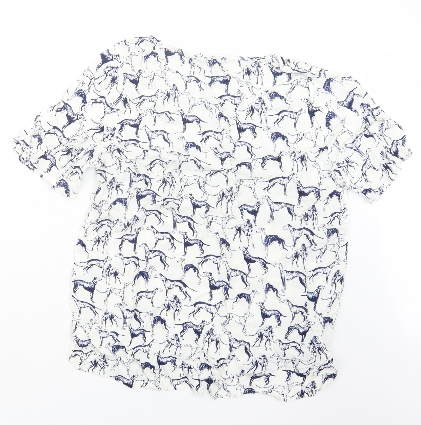 Joules Womens Blue Geometric  Basic T-Shirt Size 16
