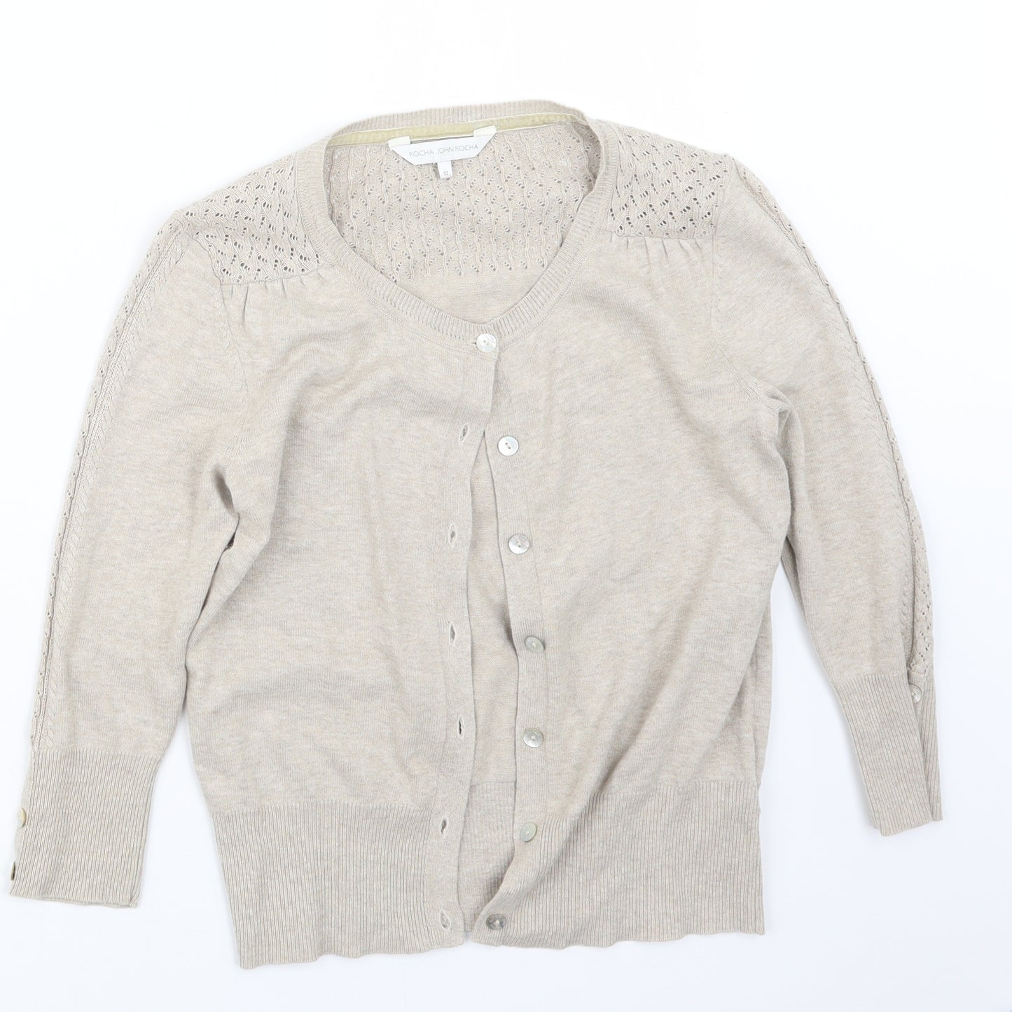 RJR.John Rocha Womens Beige  Knit Cardigan Jumper Size 10