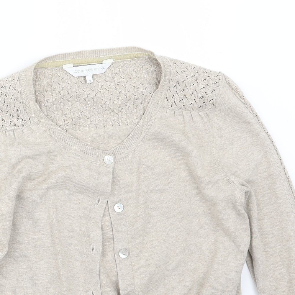 RJR.John Rocha Womens Beige  Knit Cardigan Jumper Size 10