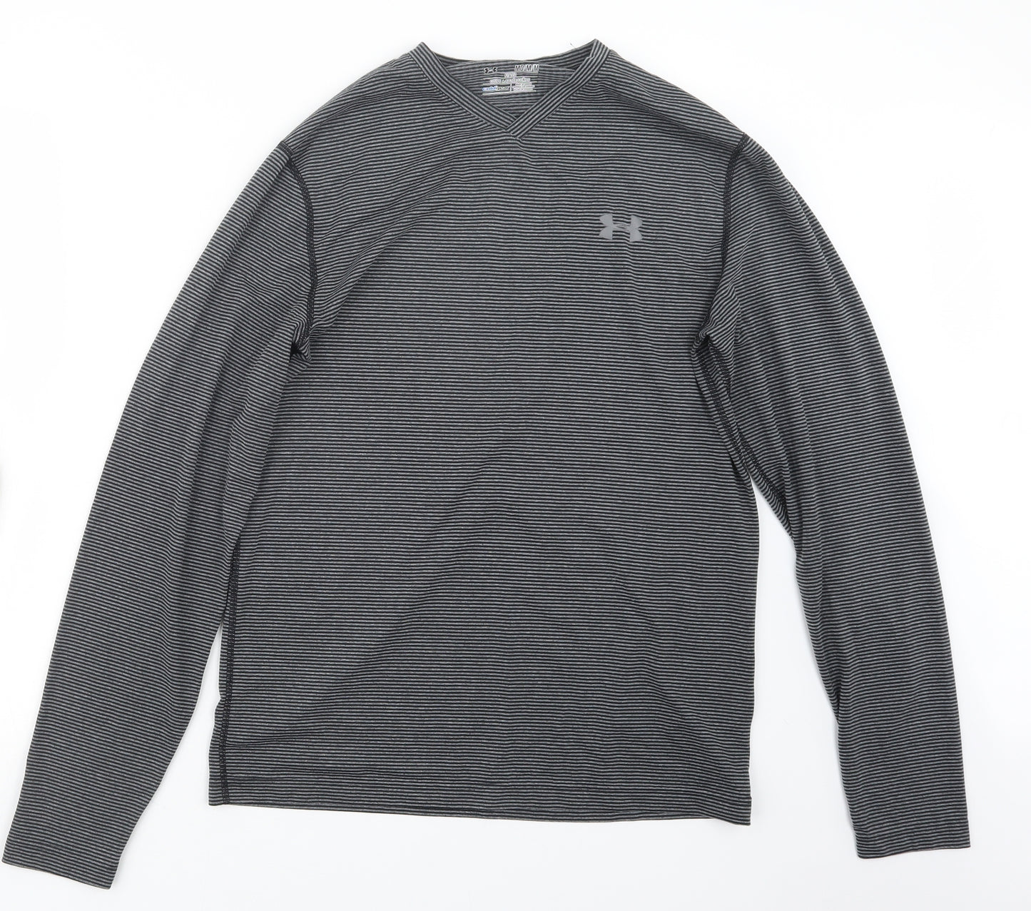 Under armour Mens Grey Striped   T-Shirt Size M