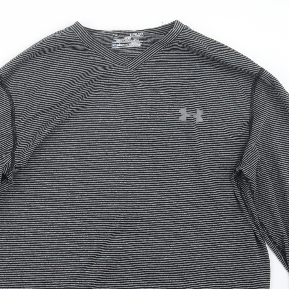 Under armour Mens Grey Striped   T-Shirt Size M