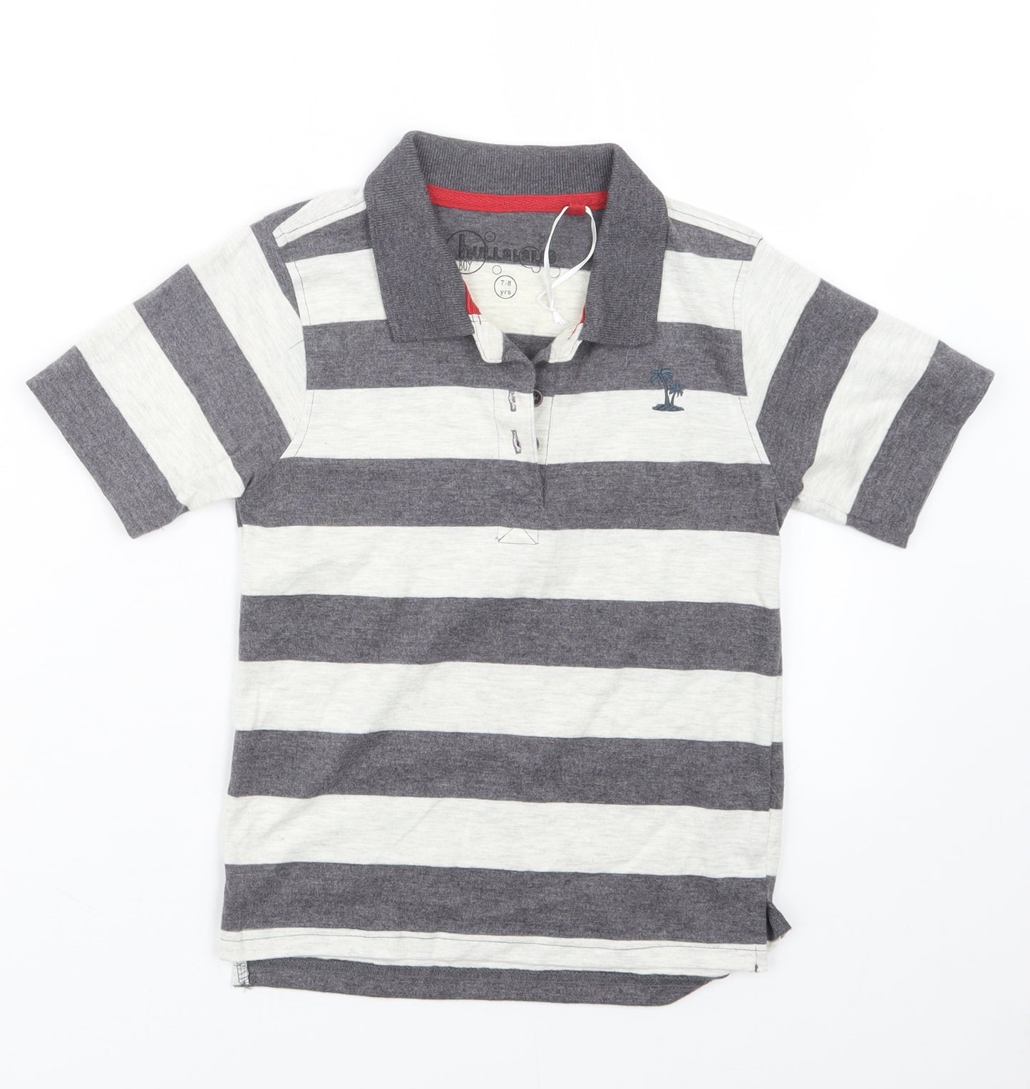 hullabaloo Boys Grey Striped  Basic Polo Size 7-8 Years