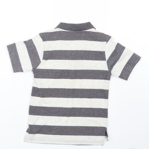hullabaloo Boys Grey Striped  Basic Polo Size 7-8 Years