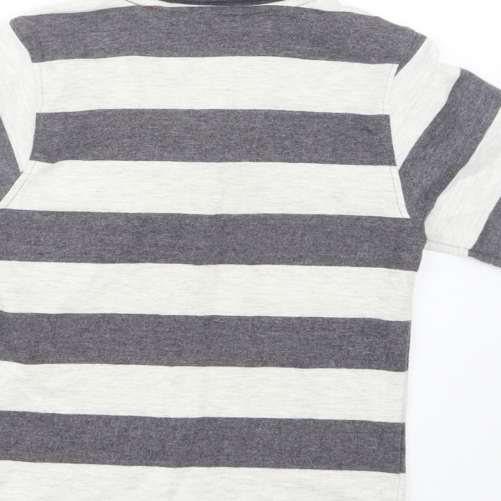 hullabaloo Boys Grey Striped  Basic Polo Size 7-8 Years
