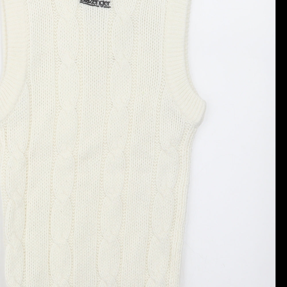Slazenger Boys White  Knit Pullover Jumper Size 9-10 Years