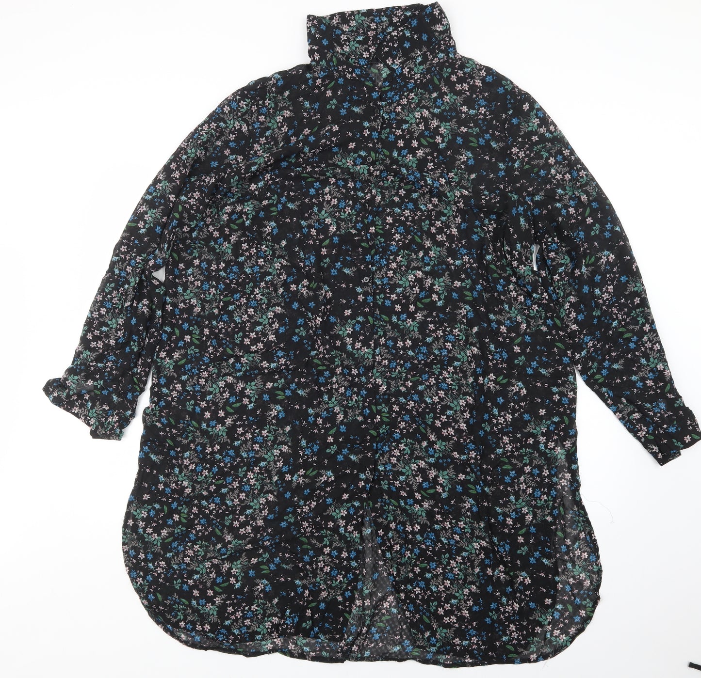 New Look Womens Black Floral  Basic Button-Up Size 22