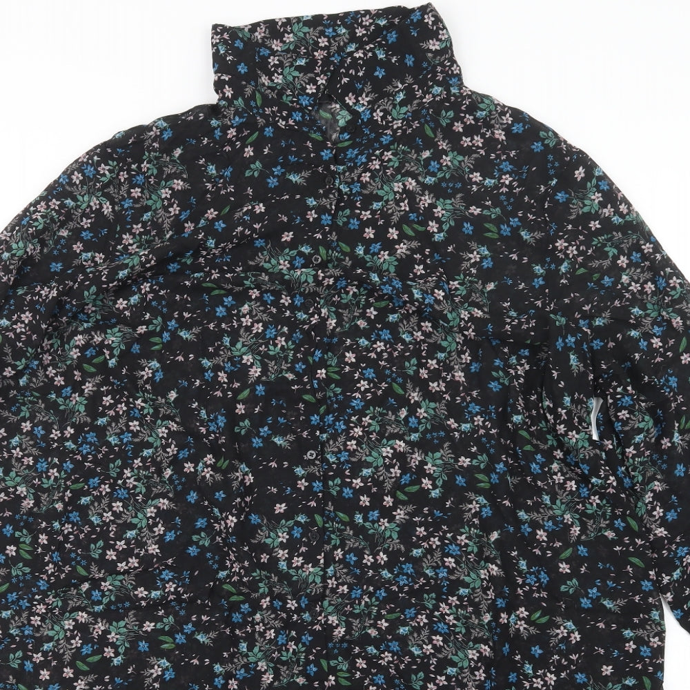 New Look Womens Black Floral  Basic Button-Up Size 22