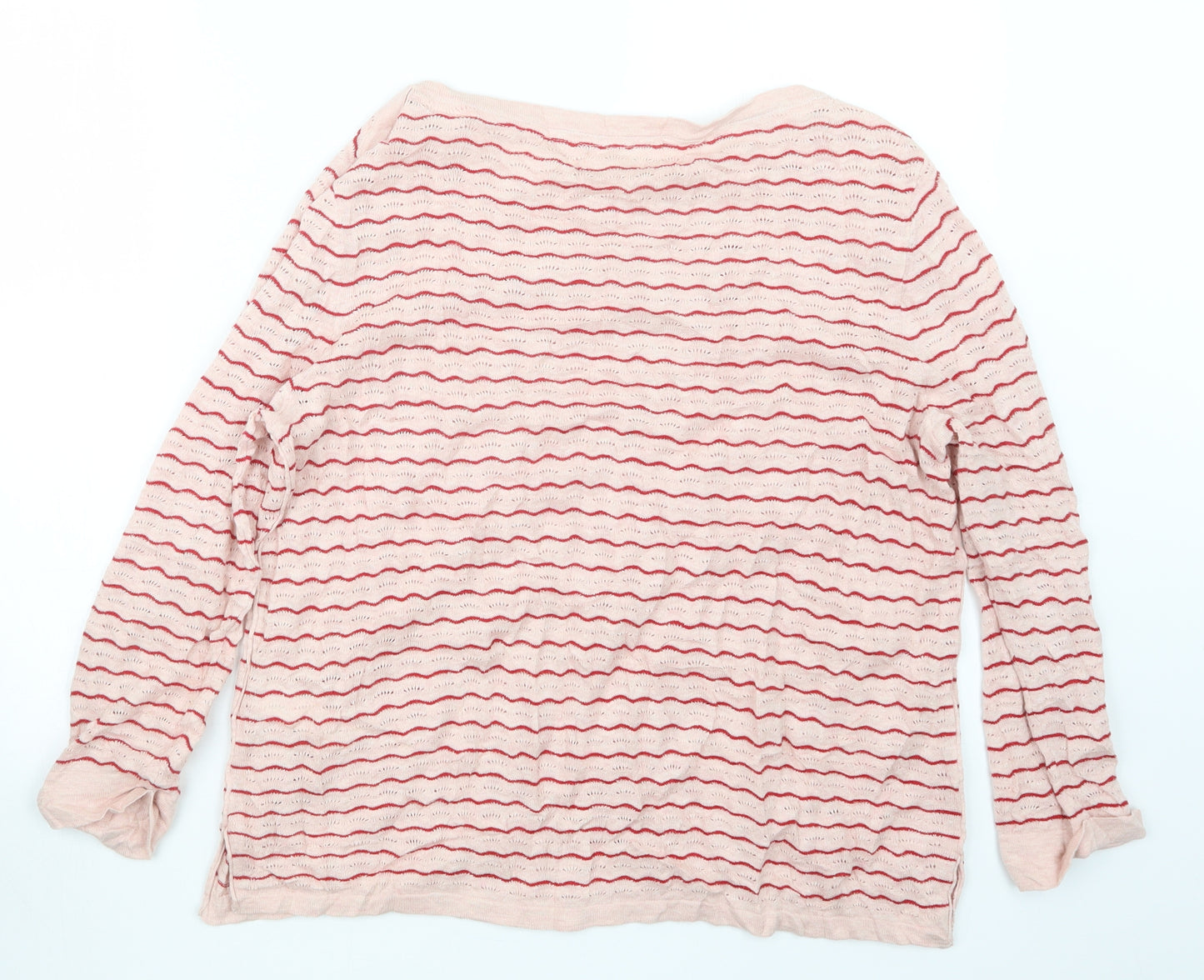 Fat Face Womens Pink Striped Knit Pullover Jumper Size 14