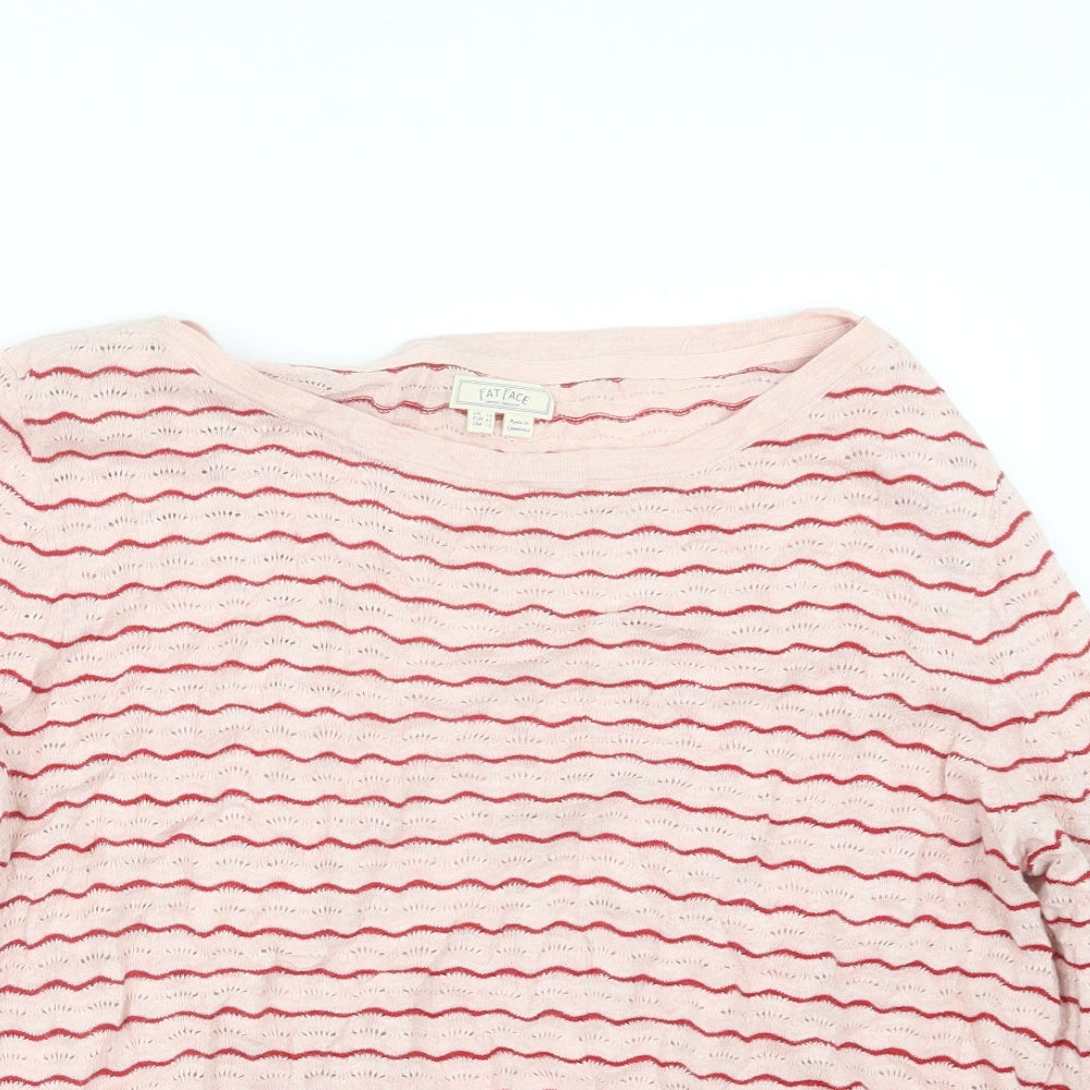 Fat Face Womens Pink Striped Knit Pullover Jumper Size 14