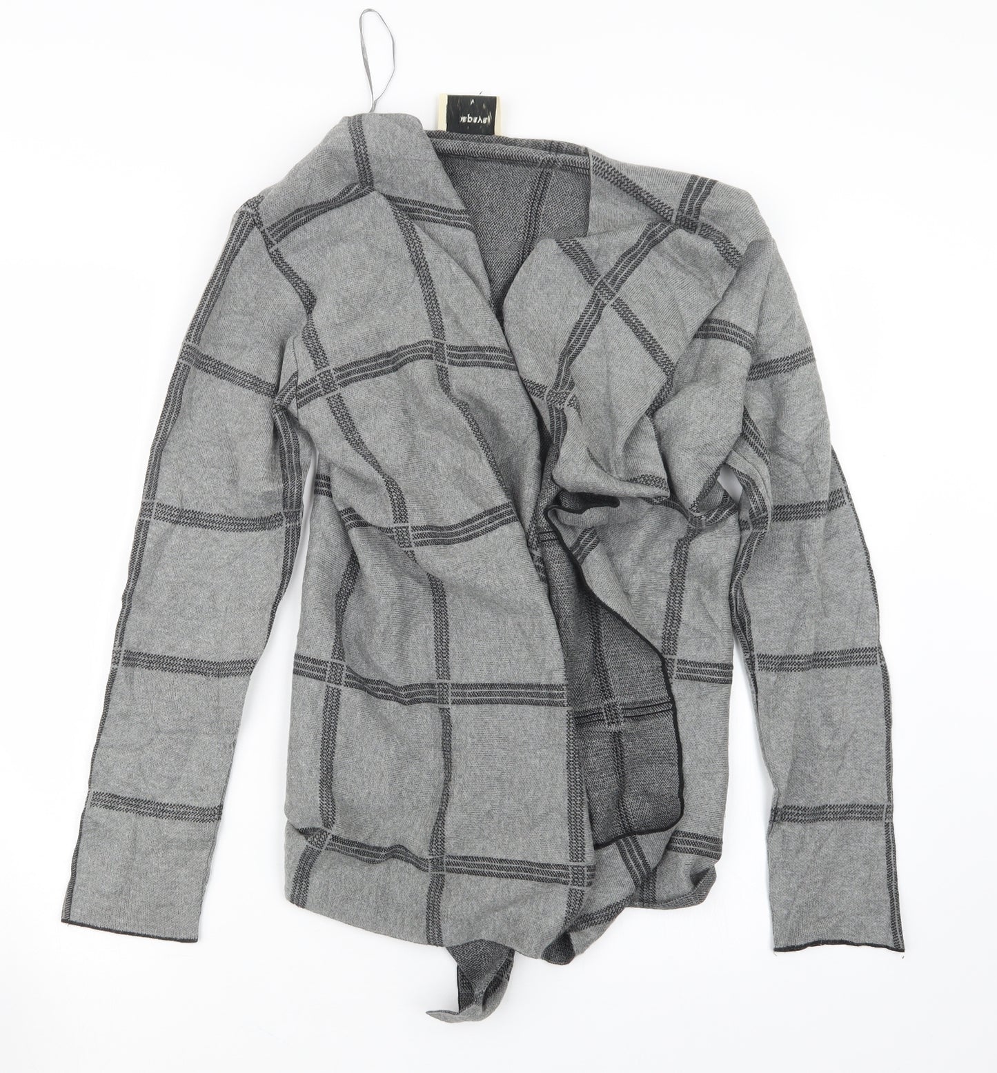 Papaya Womens Grey Check  Cardigan Jumper Size M