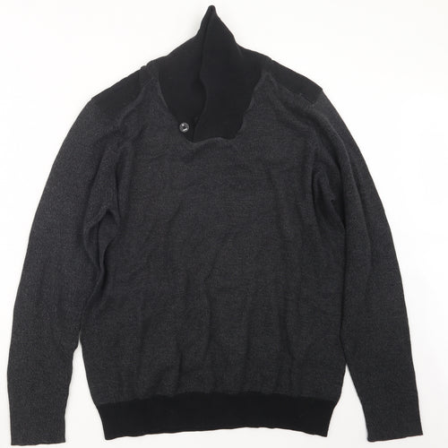 F&F Mens Black  Knit Pullover Jumper Size L