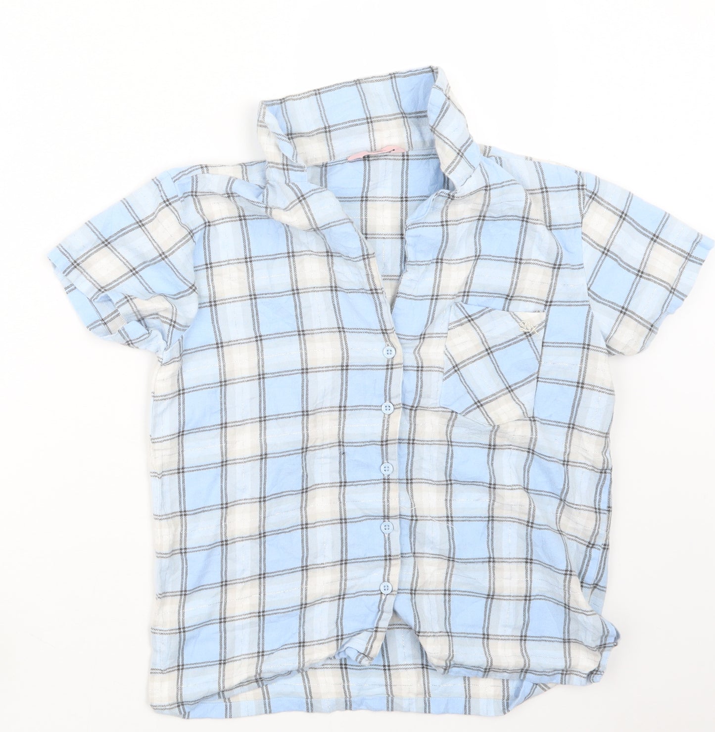 Boux Avenue Womens Blue Check  Top Pyjama Top Size 8