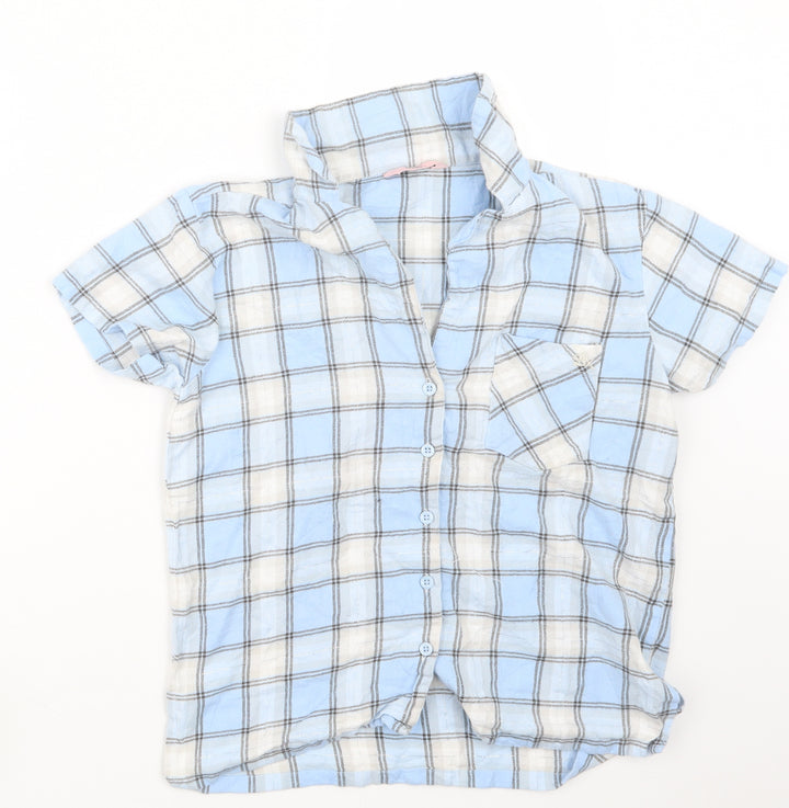 Boux Avenue Womens Blue Check  Top Pyjama Top Size 8