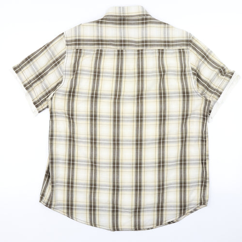 Trait Mens Brown Plaid   Button-Up Size M