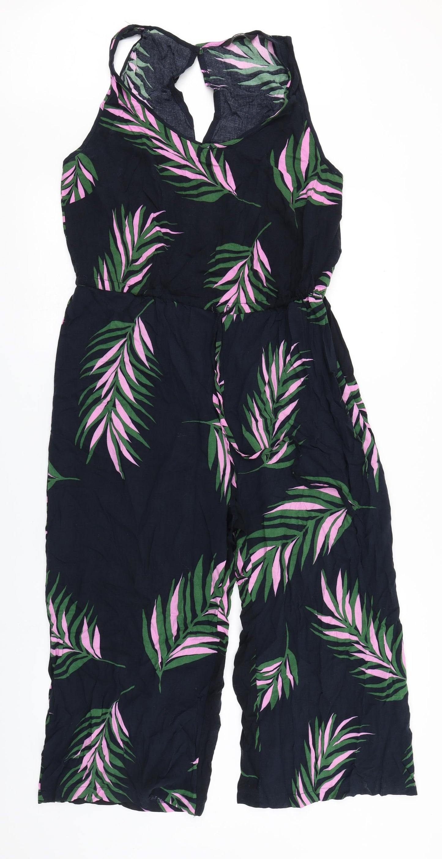 George Womens Blue Floral  Jumpsuit One-Piece Size 12 L18 in