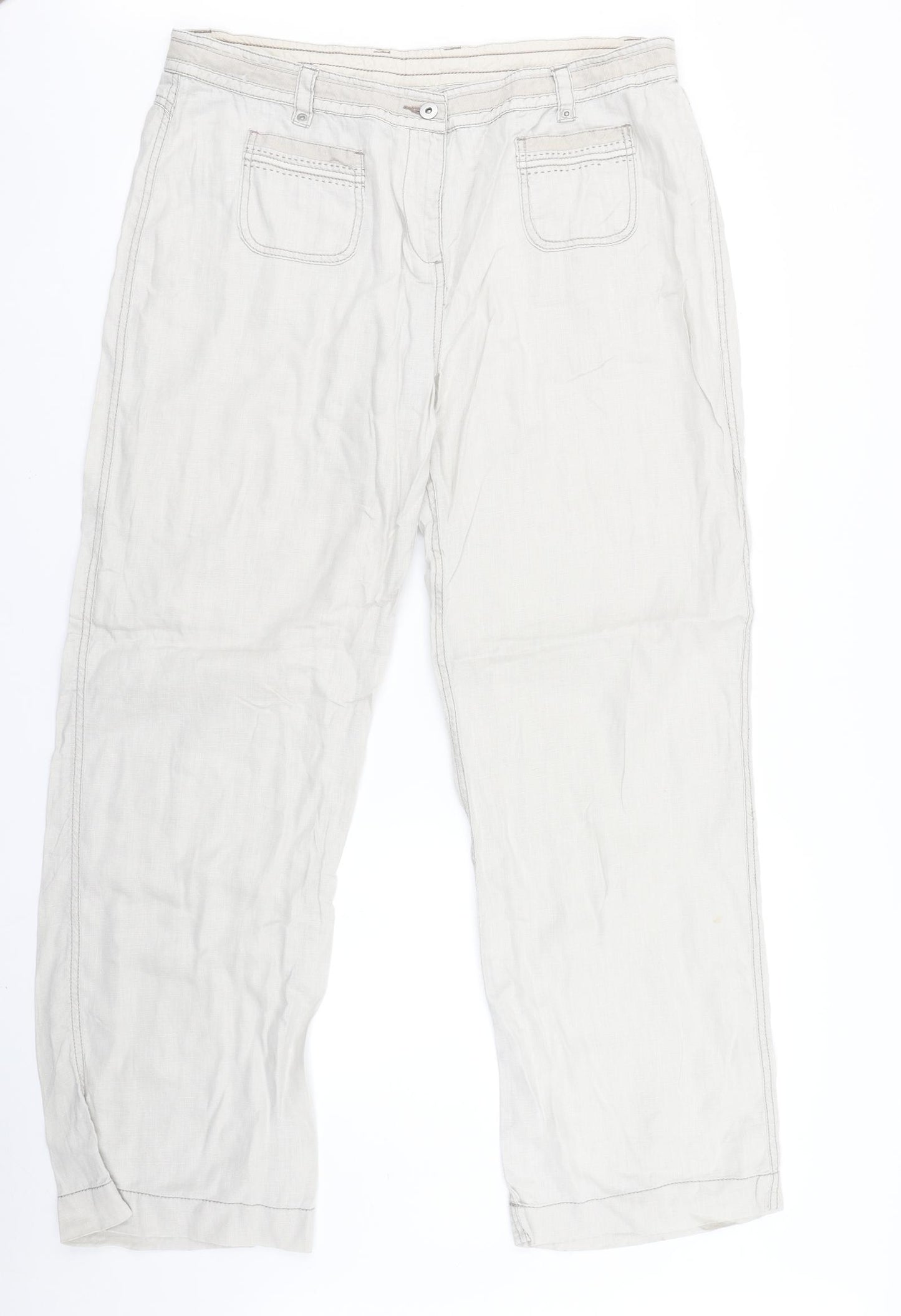 Marks & Spencer Womens Beige   Cargo Trousers Size 18 L31 in