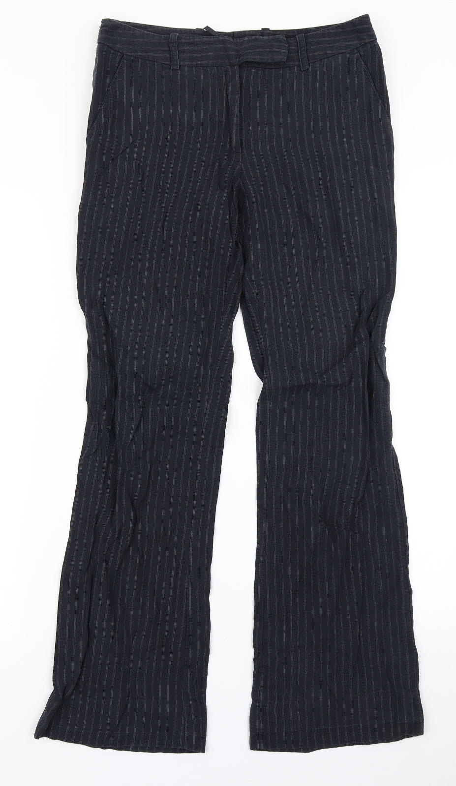 H&M Womens Blue Striped  Trousers  Size 6 L27 in