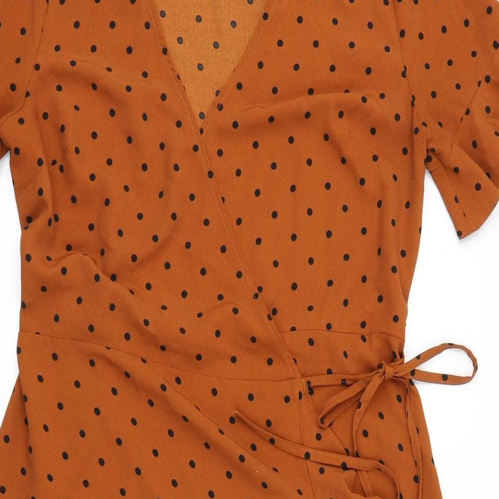 Primark Womens Brown Polka Dot  Wrap Dress  Size 14