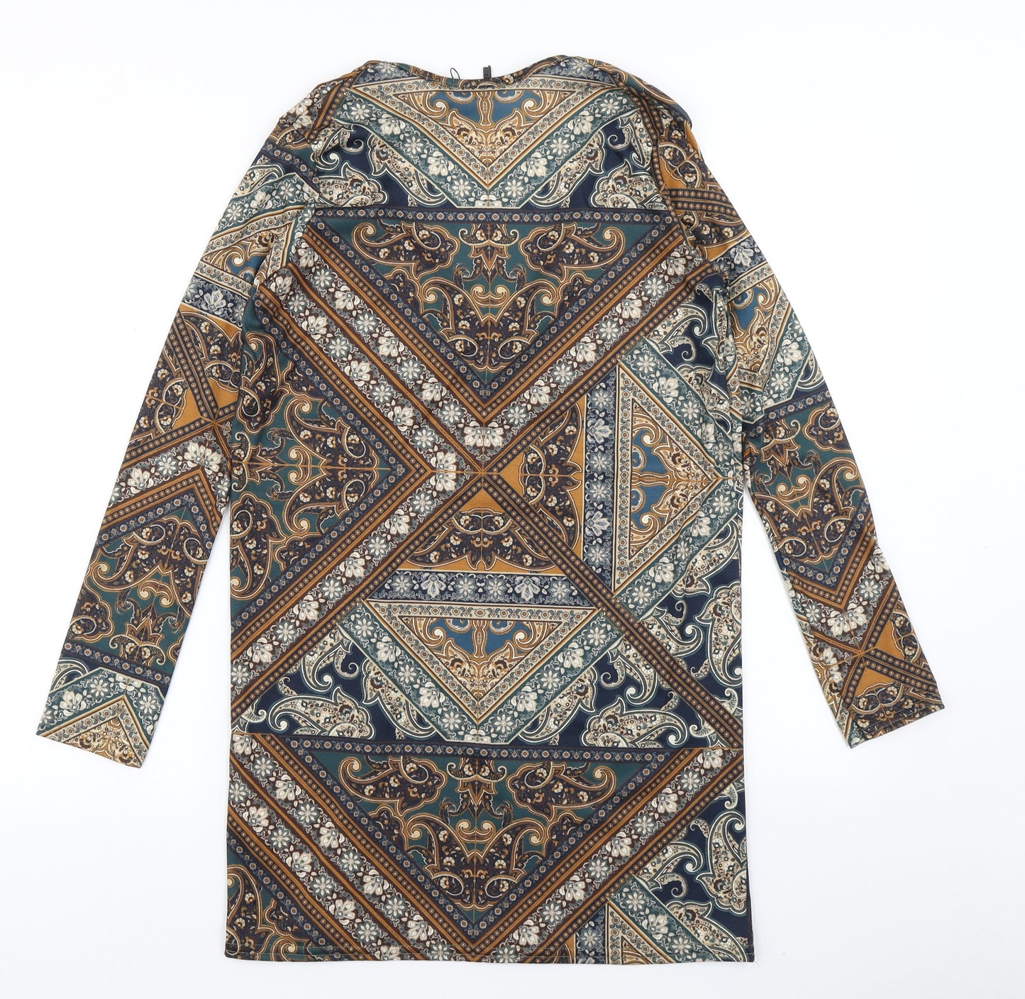 Boohoo Womens Blue Paisley  A-Line  Size 8
