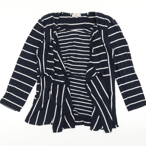 CC Womens Blue Striped  Basic T-Shirt Size S  - With cardigan