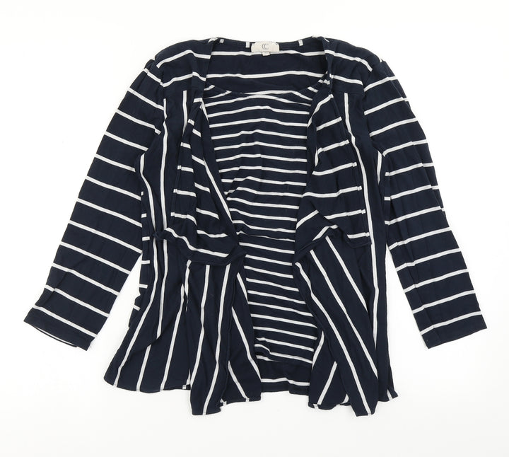 CC Womens Blue Striped Basic T-Shirt Size S - With cardigan