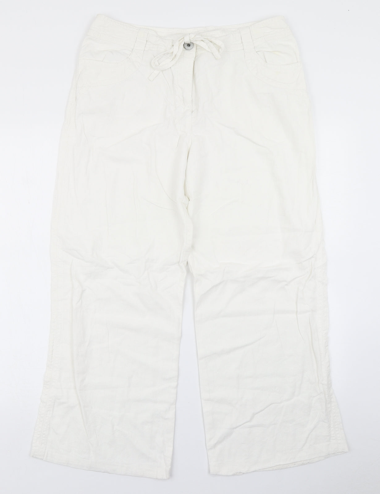 NEXT Womens White   Cargo Trousers Size 14 L26 in