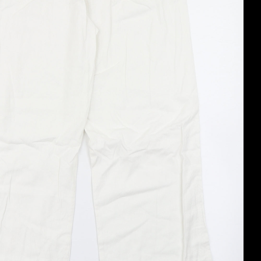 NEXT Womens White   Cargo Trousers Size 14 L26 in