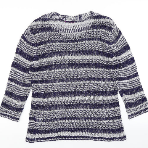 Per Una Womens Blue Striped Knit Pullover Jumper Size M