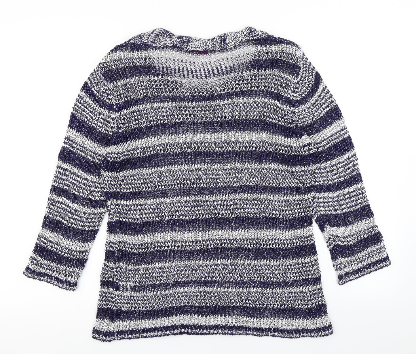Per Una Womens Blue Striped Knit Pullover Jumper Size M