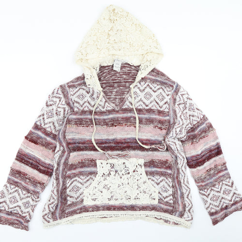 American Rag Cie Womens Red  Knit Pullover Hoodie Size L  - Lace hood