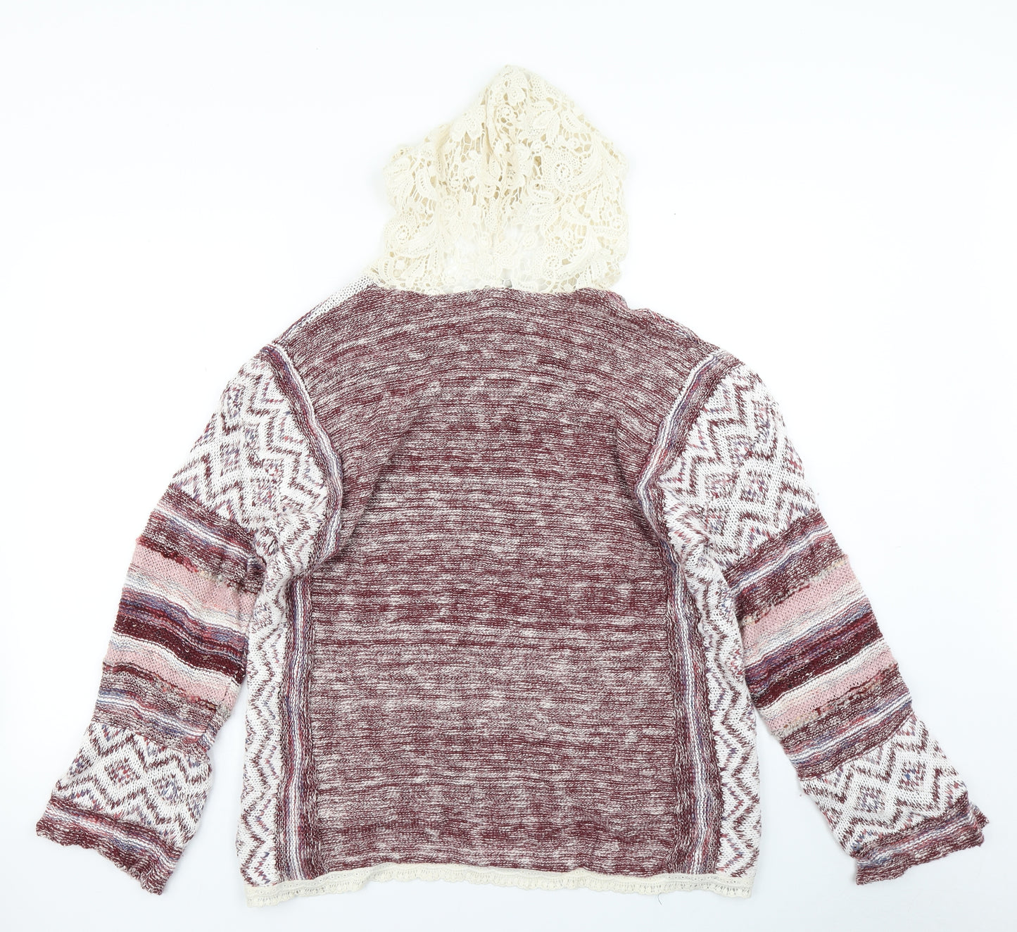 American Rag Cie Womens Red  Knit Pullover Hoodie Size L  - Lace hood