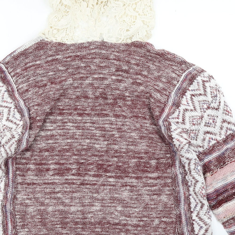 American Rag Cie Womens Red  Knit Pullover Hoodie Size L  - Lace hood