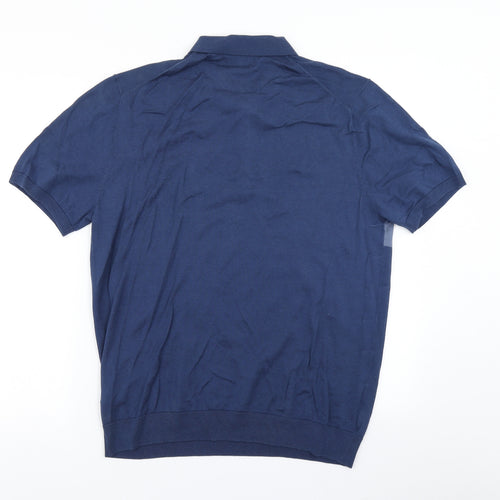 Autograph Mens Blue Striped Knit  Polo Size L