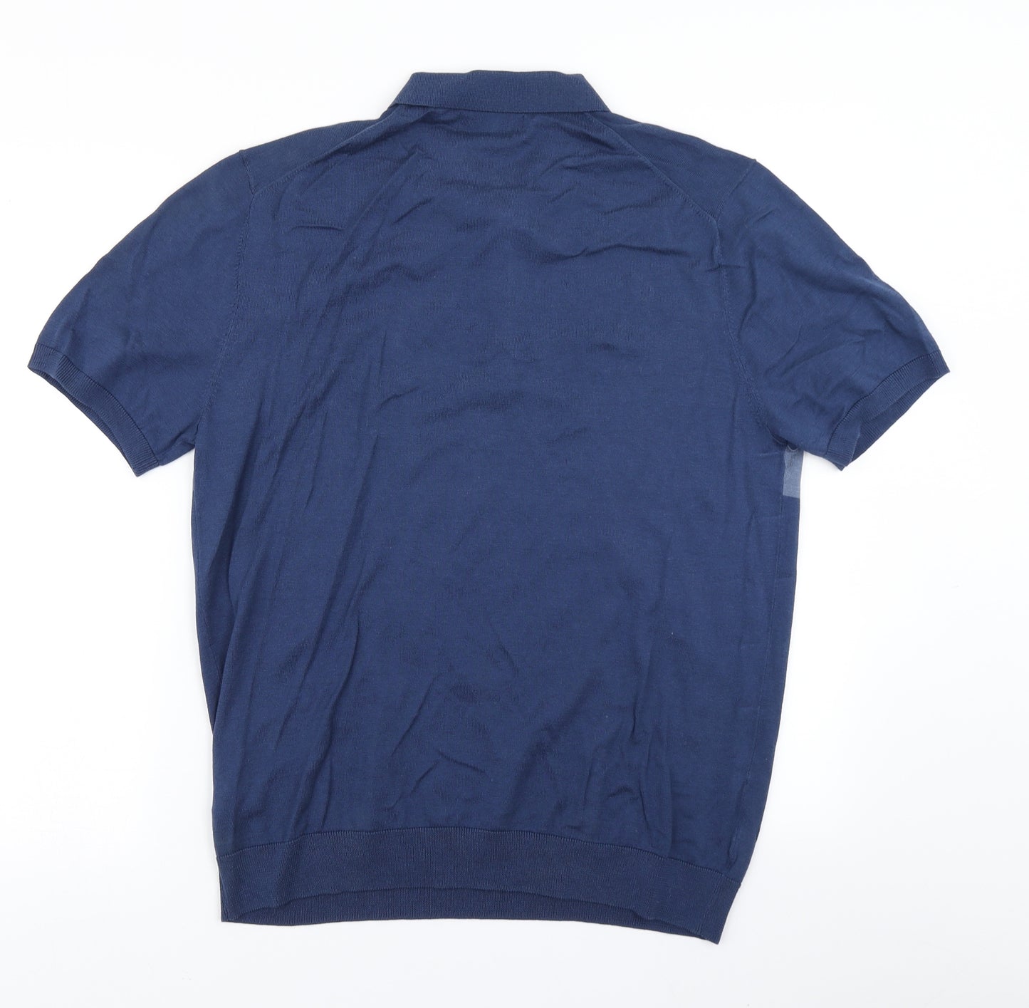 Autograph Mens Blue Striped Knit  Polo Size L