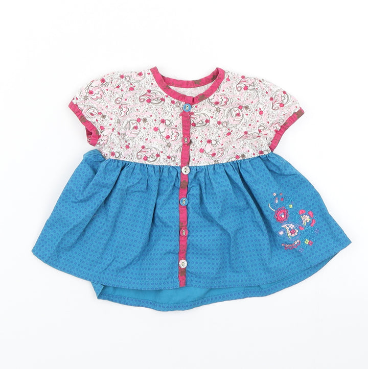 mamas & papas Girls Blue Floral  Skater Dress  Size 3-6 Months