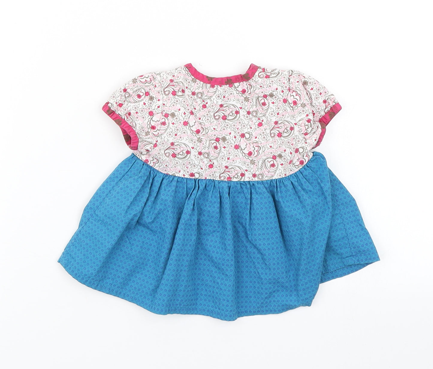 mamas & papas Girls Blue Floral  Skater Dress  Size 3-6 Months